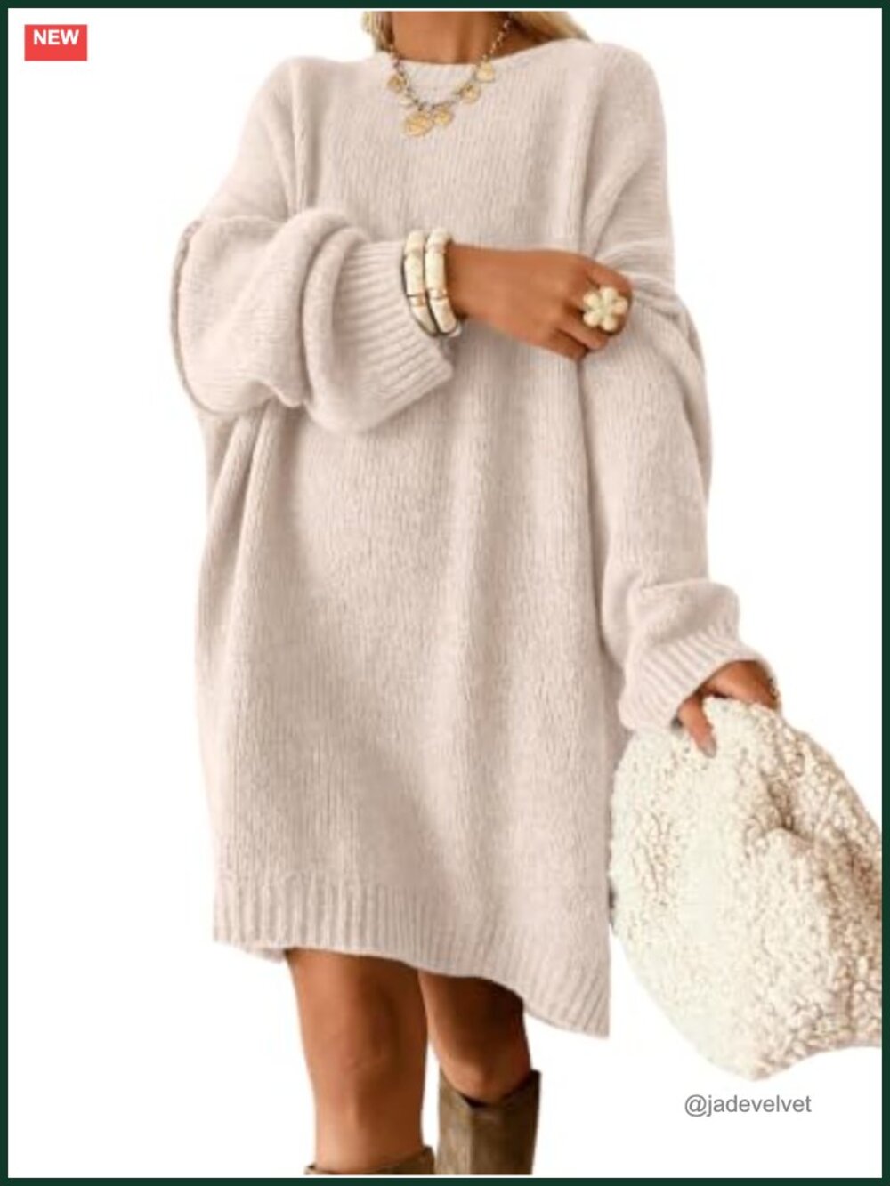 Womens Oversized Chunky Knit Sweater Dress Crew Neck Long Sleeve Casual Fall